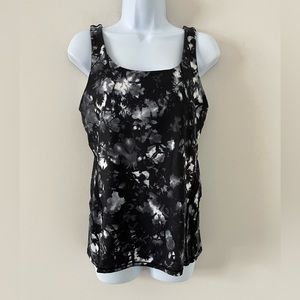 Lululemon Black & White Patterned Tank Top with Bra Insert Women’s Size 10